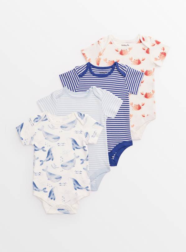 Shoreside Print Bodysuits 4 Pack  Up to 1 mth